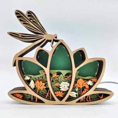 Lampe libellule en bois - USB