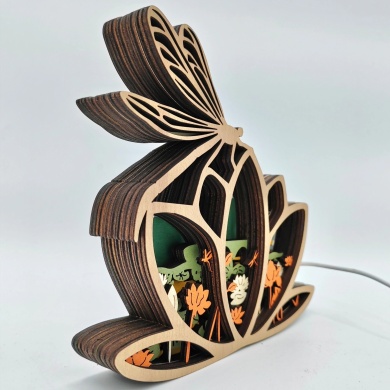 Lampe libellule en bois - USB