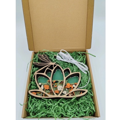 Lampe libellule en bois - USB