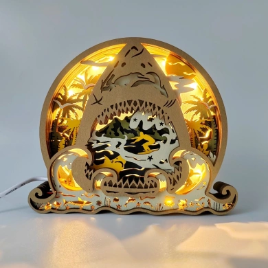 Lampe requin en bois - USB