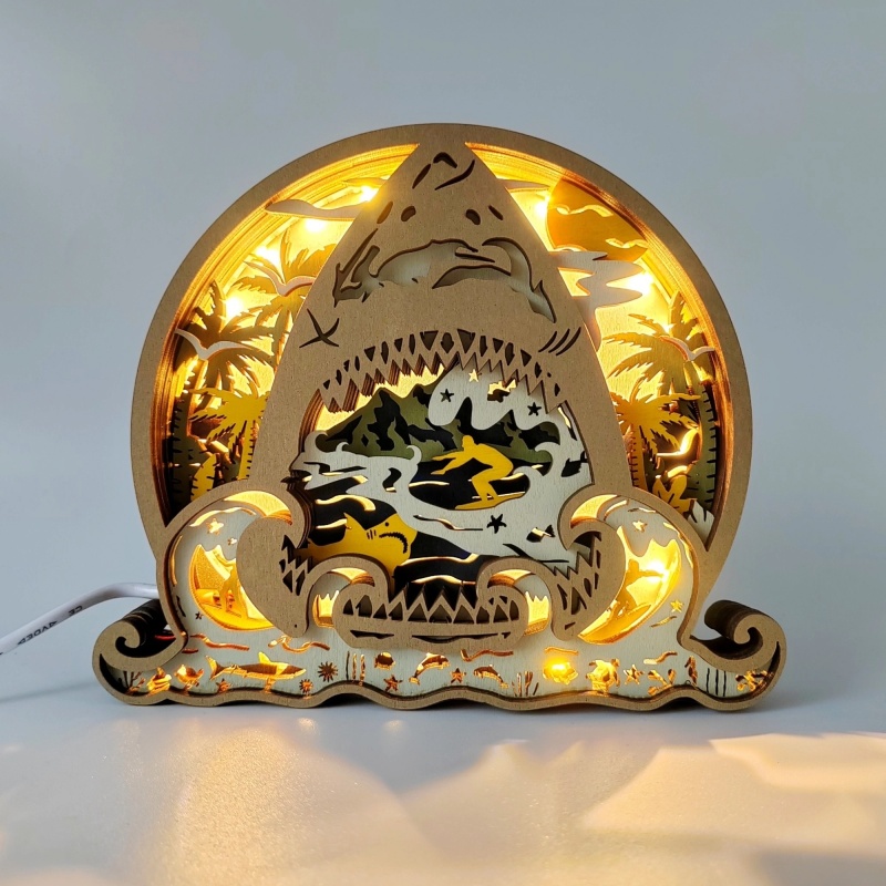 Lampe requin en bois - USB Lampe requin en bois - USB