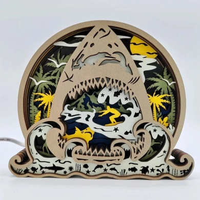 Lampe requin en bois - USB