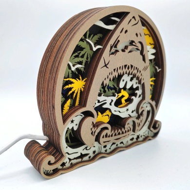 Lampe requin en bois - USB