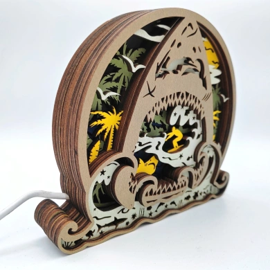 Lampe requin en bois - USB