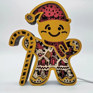 Lampe bonhomme de pain d'épice en bois - USB