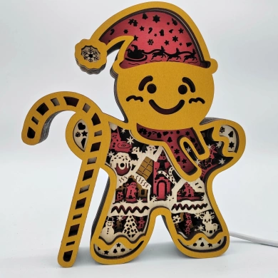 Lampe bonhomme de pain d'épice en bois - USB