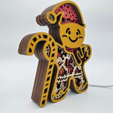 Lampe bonhomme de pain d'épice en bois - USB