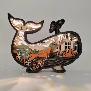 Lampe baleine en bois - USB