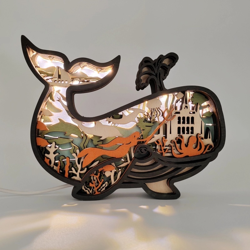 Lampe baleine en bois - USB Lampe baleine en bois - USB