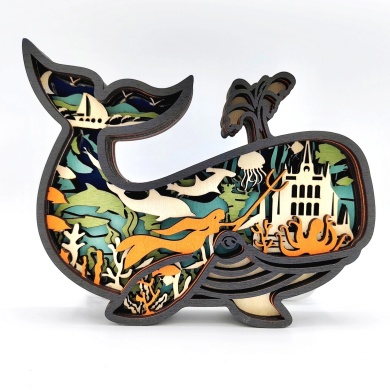 Lampe baleine en bois - USB