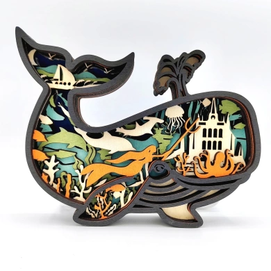 Lampe baleine en bois - USB