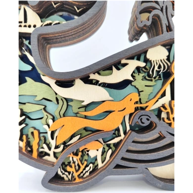 Lampe baleine en bois - USB