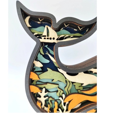 Lampe baleine en bois - USB