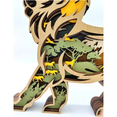 Lampe lion en bois - USB