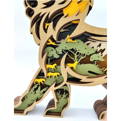Lampe lion en bois - USB