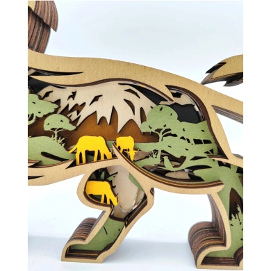 Lampe lion en bois - USB