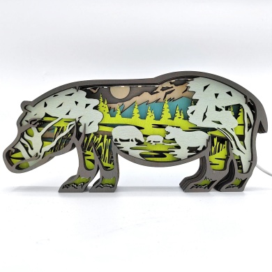 Lampe hippopotame en bois - USB