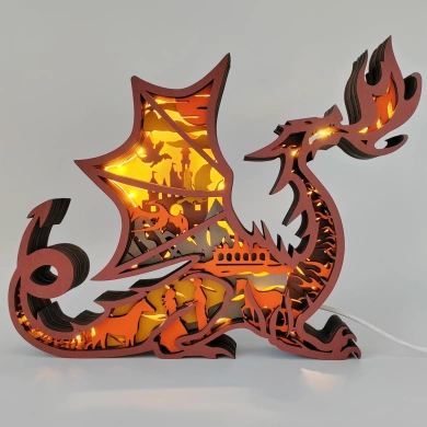 Lampe dragon en bois - USB