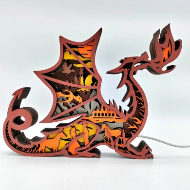 Lampe dragon en bois - USB