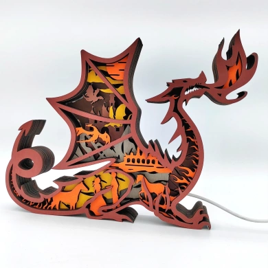 Lampe dragon en bois - USB