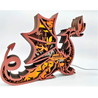 Lampe dragon en bois - USB
