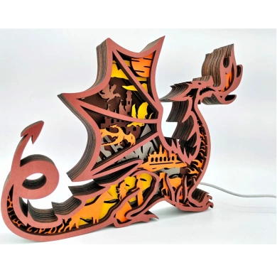 Lampe dragon en bois - USB