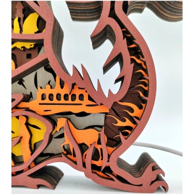 Lampe dragon en bois - USB