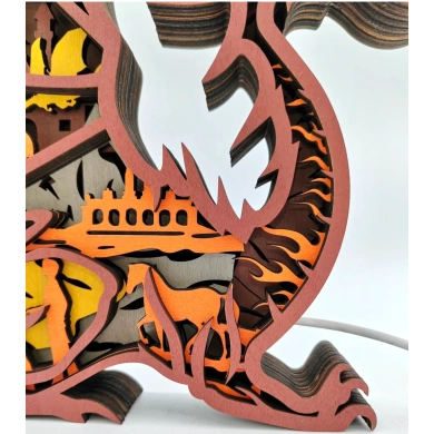 Lampe dragon en bois - USB