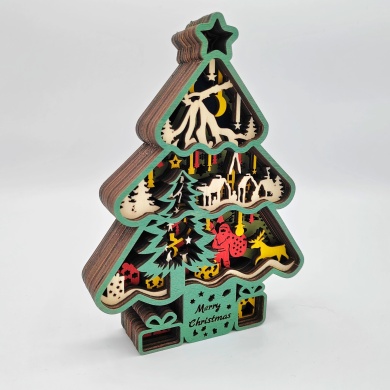 Lampe sapin de noël en bois - USB