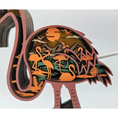 Lampe flamant rose en bois - USB