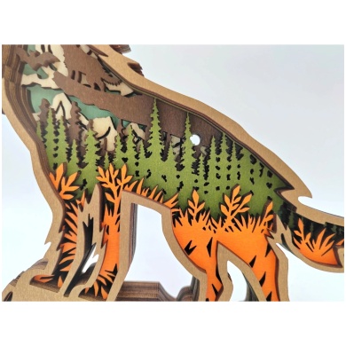 Sculpture loup hurlant en bois
