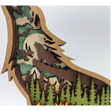 Sculpture loup hurlant en bois