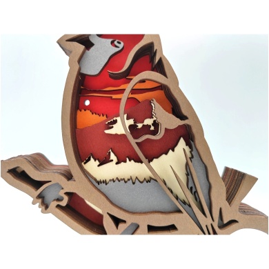Sculpture cardinal rouge en bois