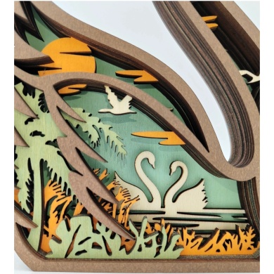 Sculpture cygnes en bois