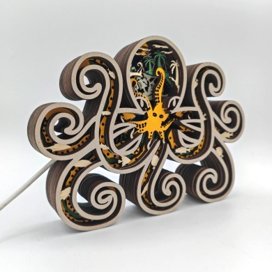 Lampe pieuvre en bois - USB