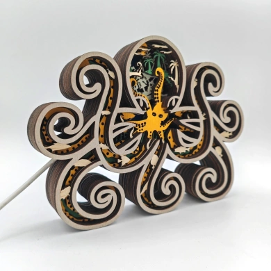 Lampe pieuvre en bois - USB