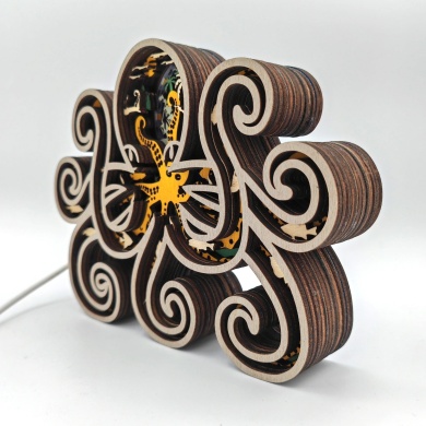 Lampe pieuvre en bois - USB