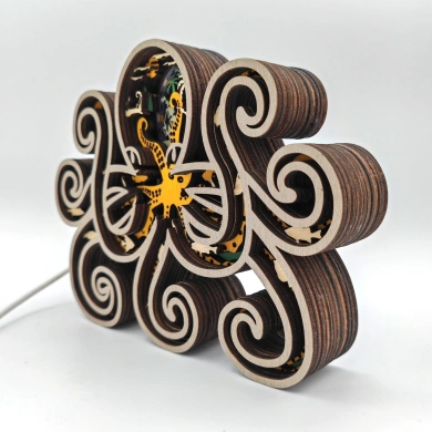 Lampe pieuvre en bois - USB