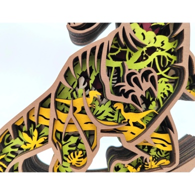 Lampe dinosaure vélociraptor en bois - USB