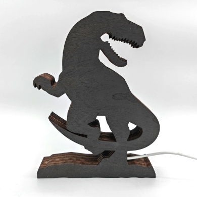 Lampe dinosaure vélociraptor en bois - USB