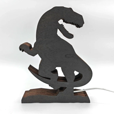 Lampe dinosaure vélociraptor en bois - USB