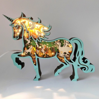 Lampe licorne en bois - USB
