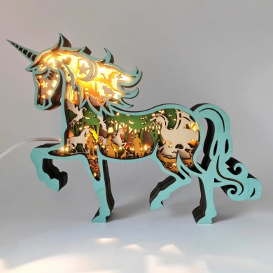 Lampe licorne en bois - USB