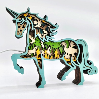 Lampe licorne en bois - USB