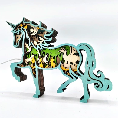 Lampe licorne en bois - USB