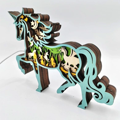 Lampe licorne en bois - USB