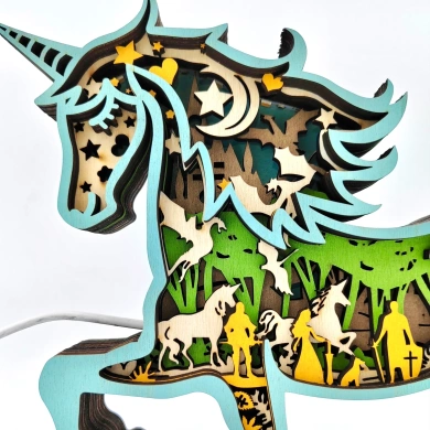 Lampe licorne en bois - USB