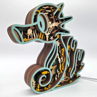 Lampe hippocampe en bois - USB