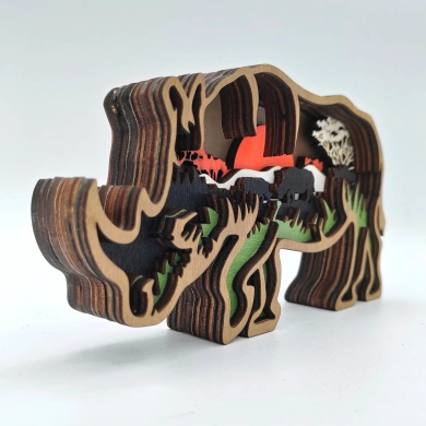 Sculpture rhinocéros en bois