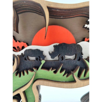 Sculpture rhinocéros en bois